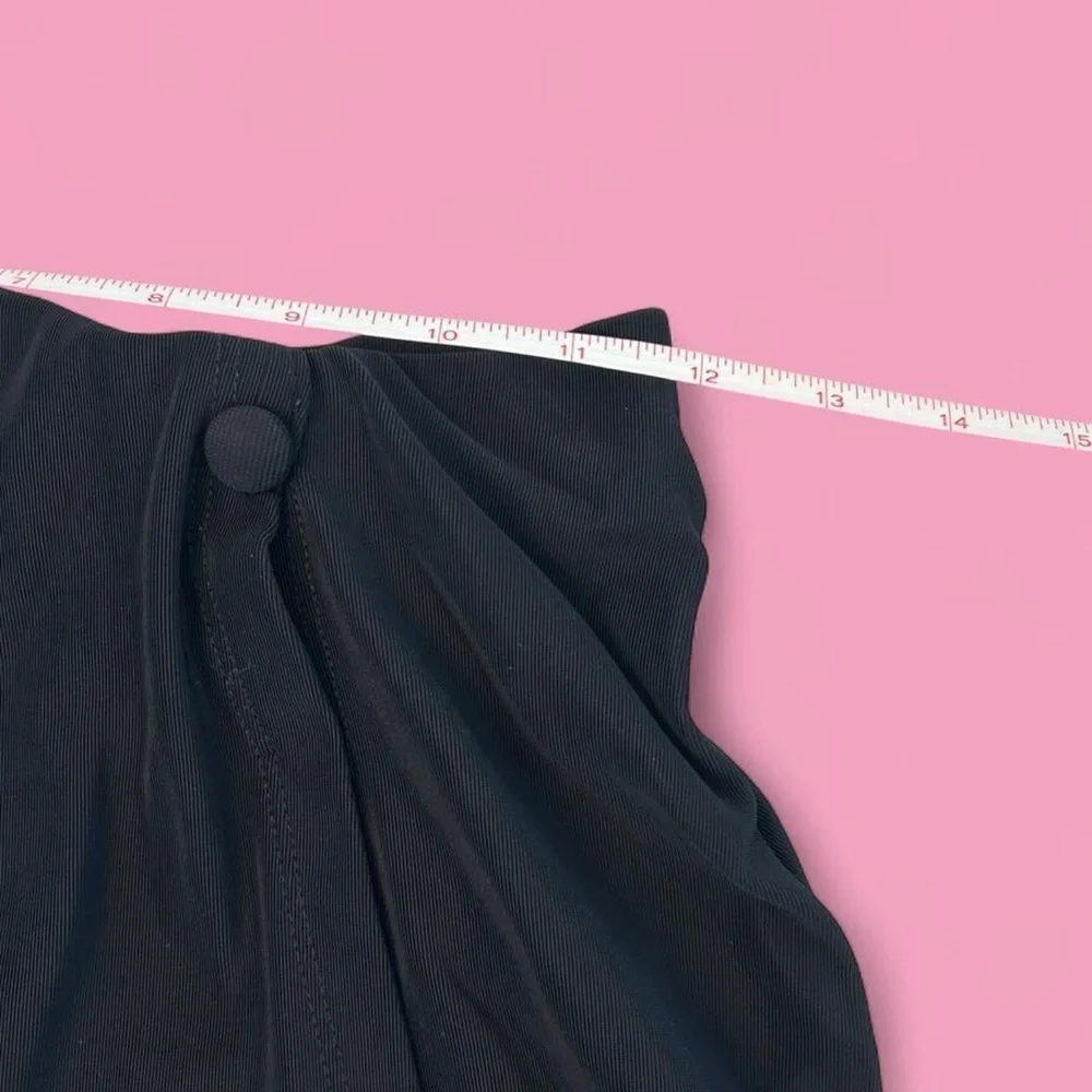 Vintage Y2K Preppy Black Cheer Style Mini Skirt w Button Detail by Elan - Picture 6 of 7